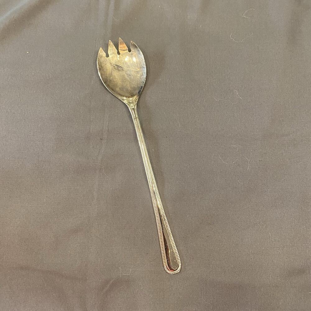 Vintage Sheffield England Silver Plated Serving Spoon Fork 9.5” Scalloped Bowl